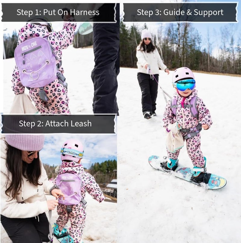 MDXONE Kids Ski & Snowboard Harness Trainer – Retractable Leash, Shock Bungees & Removable Seat - Image 4